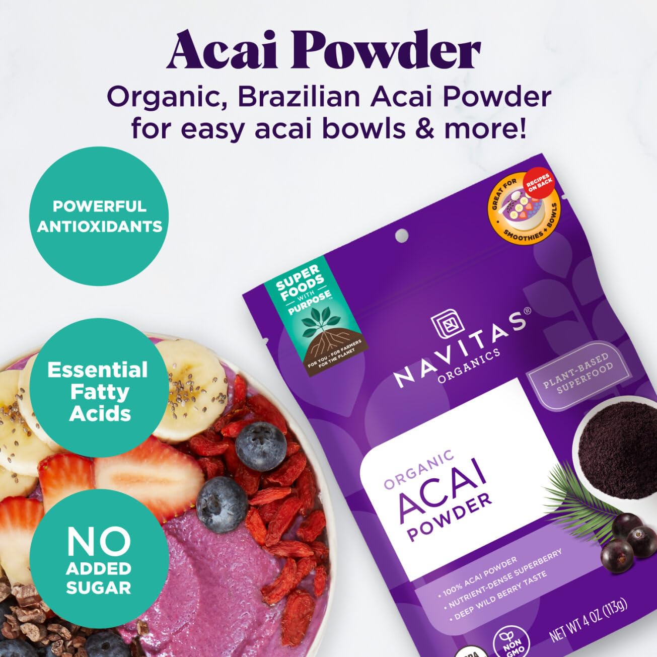 Navitas Organics, Organic Acai Powder, 4 oz (113 g)