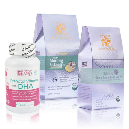 Lemon & Ginger Morning Sickness  Tea + Prenatal Daily Vitamins +
